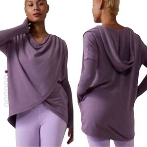 NWT Athleta Purana Wrap Sweatshirt Plum Hooded Loungewear Athleisure Workout